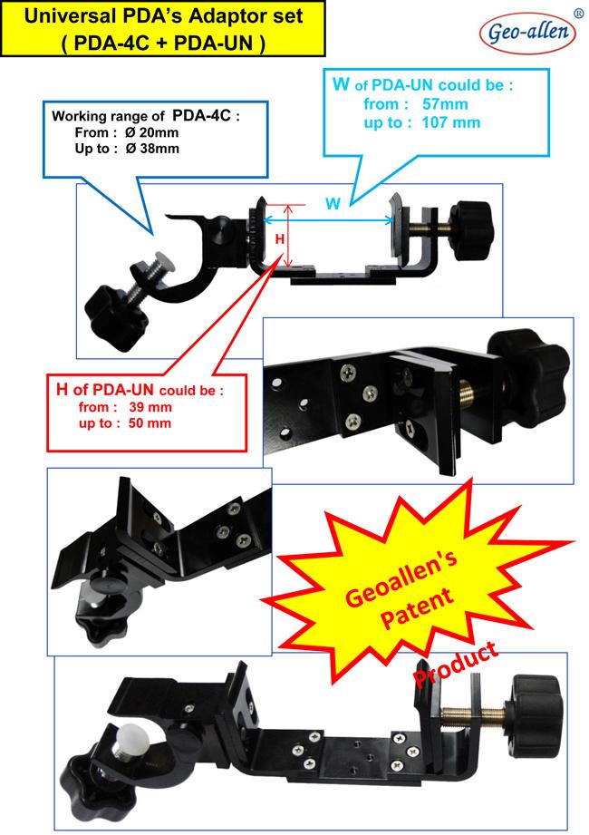 PDA-4C+PDA-UN universal PDA's adapter set Alunimium black color