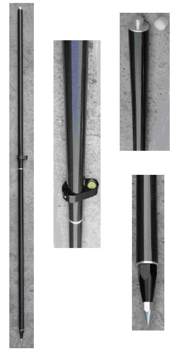 CPP 2-2S/3-3S 2m/2-sec. 3m/3-sec. Screw-connected Carbon Pole for Gnss surveying